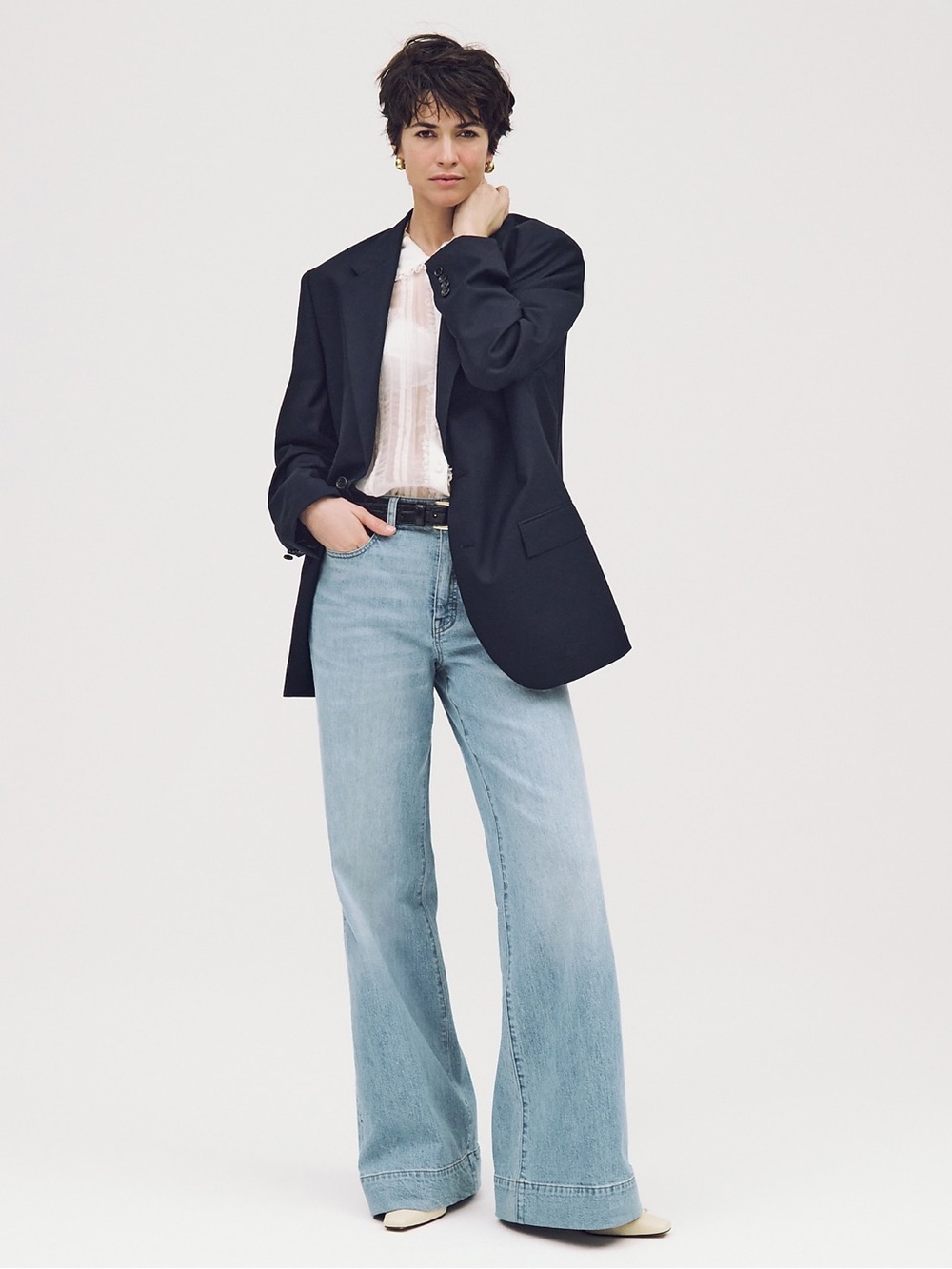 j crew wide leg trouser Light Wash Wide Leg Women’s Jeans - Light Blue Sz 29